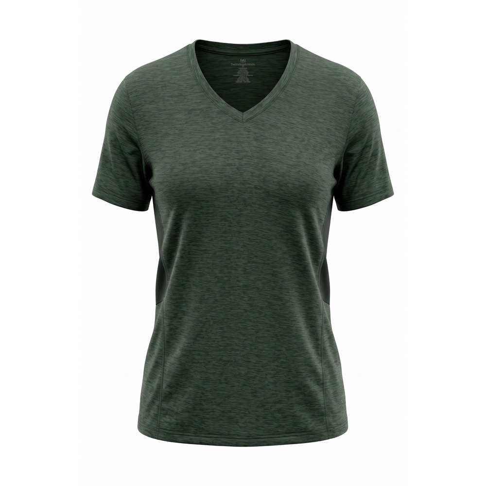 Real Essentials Womens V-Neck Active T-Shirt Heather Green Size 3X Athleisure